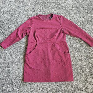 Women's Hutch Dress in Burgundy back zipper with pockets